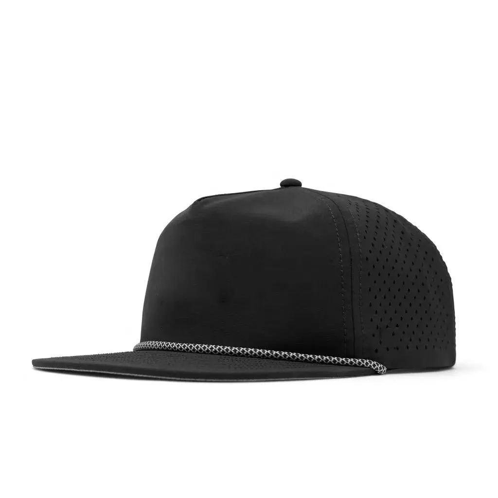 カスタムロゴスナップバックスポーツトラッカー野球帽レーザーカット5パネルdas防水帽子キャップロープ付き未構造帽子