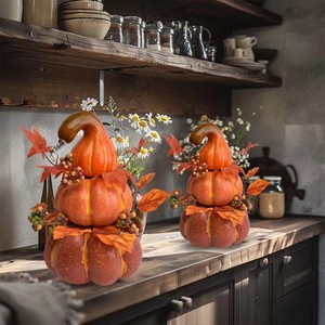 Foam Pumpkin Artificial Flower Bonsai Tabletop Ornament for Living Room Bar Shop Interior Halloween Christmas Scene Decoration - Product Image 1