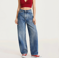 Nouvel Arrivage Jean Femme Rétro Boyfriend en Denim Délavé à Effet Usé, Coupe Droite Ample Style Streetwear