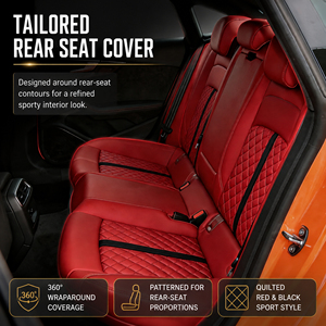 Funda de Asiento de Coche Roja Personalizada de Cuero Impermeable para 5 Plazas, Protector de Asiento a Medida para <span class=keywords><strong>Audi</strong></span> S5 <span class=keywords><strong>Sportback</strong></span> 2018 - Servicio OEM, MOQ Bajo - Product Image 5