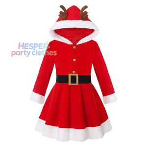HP HP Kids Toddler Baby Girl Robe smockée en velours rouge pour Noël KGCD-002 - Product Image 1