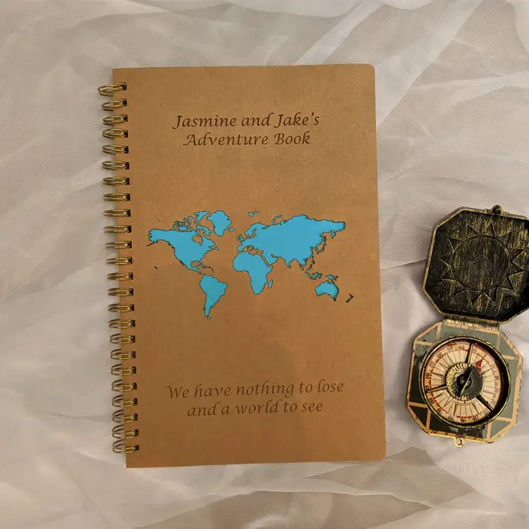 LABON kişiselleştirin lazer kazınmış Kraft kağıt kapak seyahat hediyesi maceracı dergisi dünya haritası dizüstü gezgin Sketchbook