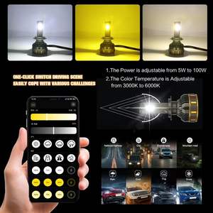 CAR-REFINE 200W 20000LM Phares <span class=keywords><strong>LED</strong></span> Tri-Couleur Flash pour Voiture Q3/C300/X3/X5 12V Contrôle par Application pour Modification des Phares - Product Image 2