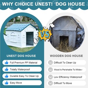 Nueva Casa para Perros de Plástico PP, Caseta Exterior Impermeable, Resistente a los Rayos UV, Aislada, con Ventilación, Sólida, para Perros Pequeños - Product Image 2