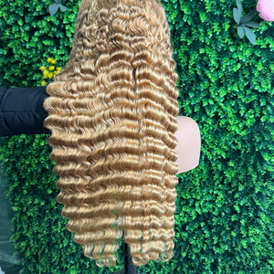 # Perruque frontale en dentelle suisse HD transparente, cheveux humains vierges brésiliens Remy bruts, blonds, 27 Deep Wave, 26 pouces, 13x4 13x6 - Product Image 1