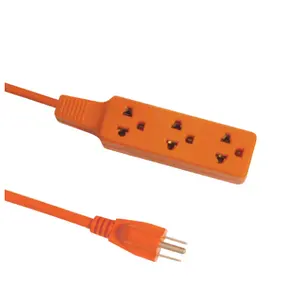 factory 16AWG 3C SJT 4ft 125V 13A brown color, hight quality cheap price plug with 3 socket Indoor Household Extension Cord