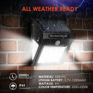 Lampe murale à capteur solaire 30/20+5+5 LED, lampe de patio extérieure étanche, alimentée par énergie solaire 5,5V - Product Image 4