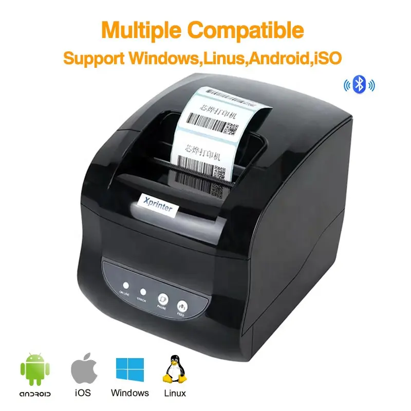 Impresora térmica de etiquetas de 3 pulgadas, impresora térmica de recibos, 80mm, 2 en 1, Xprinter365b, producto de precio de impresión de teléfono móvil Bluetooth