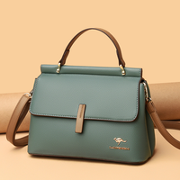 Tas Tangan Wanita Vintage dengan Pegangan Atas, Kulit PU, Tutup Lipat, Dua Tali, Tahan Air, Penutup Ritsleting, untuk Kerja dan Penggunaan Sehari-hari