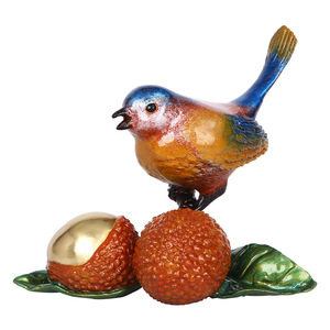 Ornement d'oiseau en laiton Copper World avec œuf doré en forme de gland, décoration d'intérieur pour table, cadeau du Nouvel An - Product Image 4