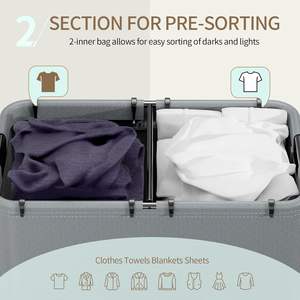 ตะกร้าใส่ผ้าซักพร้อมล้อความจุ2ชั้นขนาดใหญ่ - Product Image 5