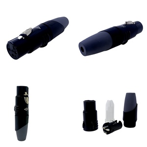 Conector XLR Hembra de 3 Pines, Carcasa de Aleación de Zinc, Contactos de Bronce Fosforoso con Recubrimiento Electroforético Negro, Uso en Audio y Video, SREXACT SVP556V-BK-PG - Product Image 1
