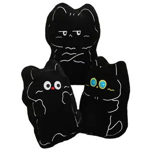 Black cat serious pillow cute animal toys for kids