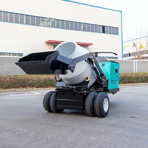 Mini bétonnière sur roues avec boîte de vitesses et moteur, système entièrement hydraulique, alimentée par moteur, pour la construction - Product Image 3