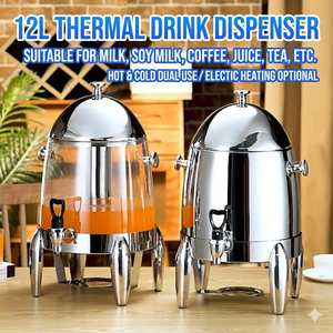 Fumashi Commercial Stainless Steel Ice-Cooled Beverage <b>Dispenser</b> 12L 19L Gold Push Tap Cold <b>Drink</b> Urn Hotel Buffet Party - Product Image 3