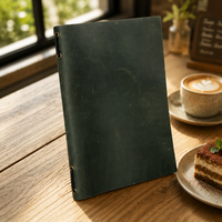 Porte-menu en cuir véritable avec bande élastique, pour restaurant, café, bar, hôtel, table de salle à manger