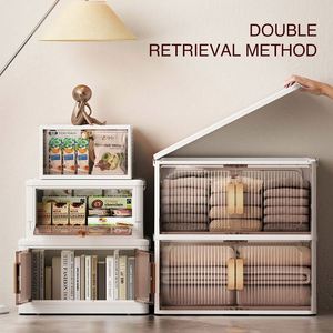 Wholesale Rectangle Injection Household Double Door <b>Folding</b> <b>Storage</b> <b>Box</b> Plastic Foldable Clothes Organizer Stackable Toy - Product Image 2