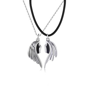 2025 nuovo ciondolo creativo retrò tailandese in argento piccola clavicola catena diavolo <span class=keywords><strong>e</strong></span> <span class=keywords><strong>angelo</strong></span> coppia collana - Product Image 1