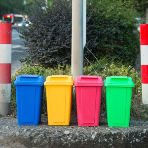 Poubelles rectangulaires en plastique 30 litres, poubelle de recyclage extérieure pour écoles et gestion immobilière, quatre couleurs - Product Image 2