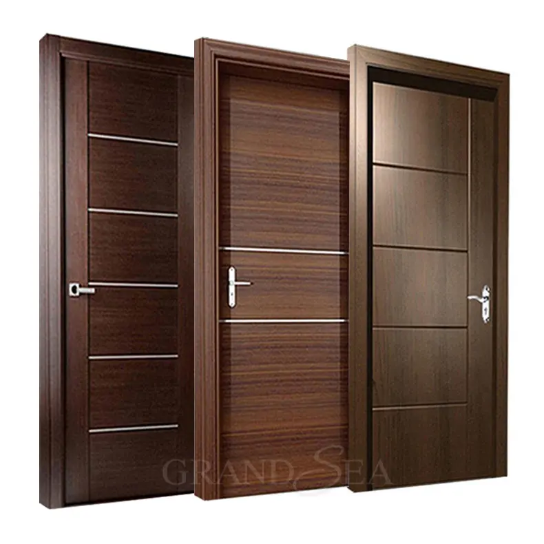 Puerta de madera de diseño moderno precolgada para Interior de habitación, teca sólida, WPC, PVC, alta calidad, precio barato