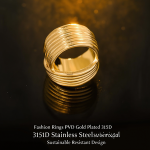 Fashion <b>Rings</b> PVD Gold Plated 316L Stainless Steel Sustainable Resistant Design - Product Image 3