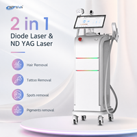 Appareil d'épilation au laser à diode 808 nm et d'élimination des tatouages au laser Nd:YAG Q-Switched à 2 poignées ISO13485