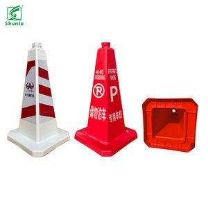 Cône de sécurité routière blanc personnalisable avec poignée de transport Matériau plastique PC et PVC pour la circulation routière - Product Image 3