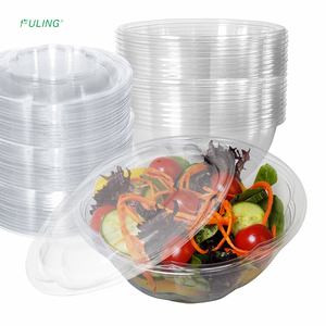 Fuling 18oz 24oz 32oz 48oz Clear Plastic Salad Bowls With Lids Disposable Takeout Meal Prep Container To-Go Party Containers
