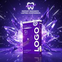 Bandes blanchissantes pour les dents PAP V34 Purple, 14 traitements, patchs de blanchiment dentaire violet