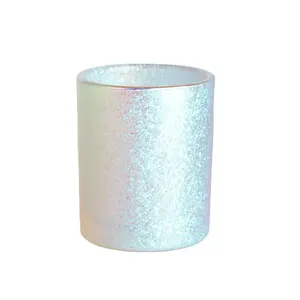 Bougeoir en verre argenté teinté de forme ronde, 11oz, 480ml, porte-bougie vide pour la fabrication de bougies