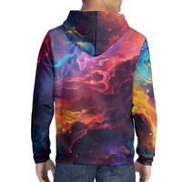 Sweat-shirt à capuche POD imprimé par transfert thermique, motif galaxie coloré, décontracté, ample, streetwear, 100% polyester, personnalisable