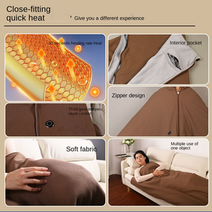 Châle chauffant portable et tendance, alimenté par USB, avec contrôle de température, en tricot doux, style chapeau, couverture électrique - Product Image 4