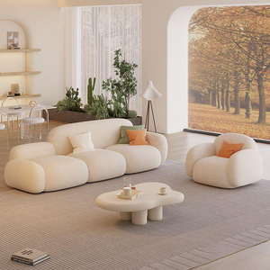 Juego de Sofás <span class=keywords><strong>Modulares</strong></span> Estilo Nube de Lana de Cordero, Sofá de 3 Plazas y Sillón para Apartamentos <span class=keywords><strong>Pequeños</strong></span>, Muebles para Sala de Estar - Product Image 1