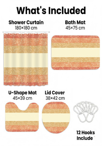 Juego de Cortinas de Ducha de Microfibra de Poliéster Impermeable de Diseño Exclusivo, Secado Rápido, con Rayas Degradadas, Ecológicas, Suaves y Antideslizantes - Product Image 4