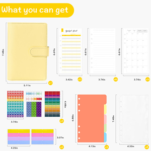 Cahier 6 anneaux en spirale planificateur d'affaires travail Agenda Budget liant Macaron couleur bonbon couverture en cuir PU A5 A6 classeur vente en gros - Product Image 3