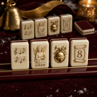 Mahjong américain de Noël OEM ODM, 160 tuiles en acrylique, cartes de Mahjong personnalisées avec motif Cloche d'Ange pour la décoration de Noël