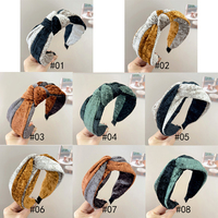 Automne et hiver en peluche croix bandeau mode croisé noué cheveux accessoires pour femmes Vintage à la main multicolore bandeau