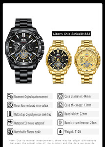 Relojes de Cuarzo de Lujo para <span class=keywords><strong>Hombre</strong></span>, Diseño Esqueleto, Cronógrafo Luminoso, Resistente al Agua, Correa de Acero, Estilo Ejecutivo - Product Image 6