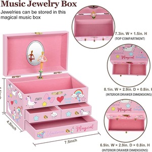 Caja Musical de Madera Unicon Ballerina para Niñas con Cajón, Manivela y Canción de Feliz Cumpleaños, Ecológica - Product Image 4