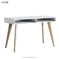 Bureau d'ordinateur moderne en bois MFC avec pieds en acier durables, portable, multifonctionnel, gain de place, design blanc écologique, bibliothèque pour la maison