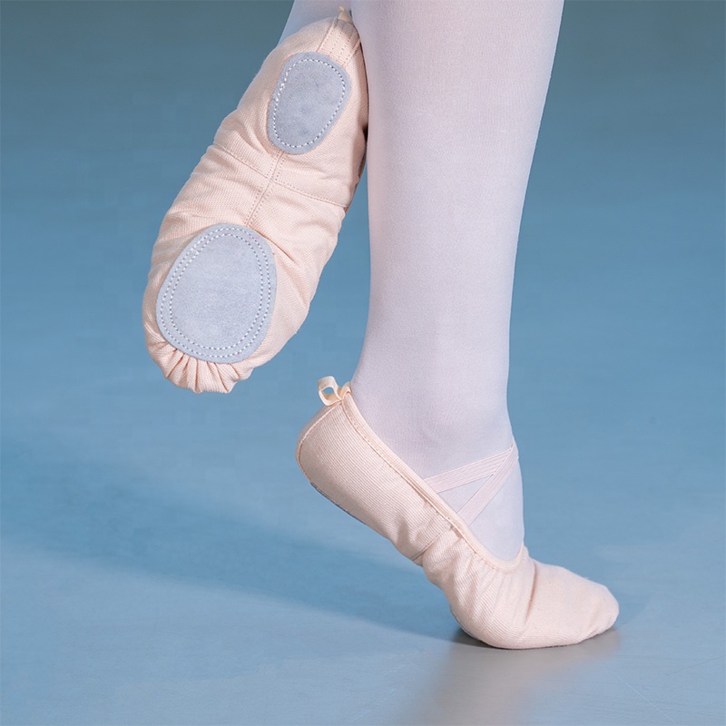 Wholesale OEM Cheap Girls Women Genuine Leather Dance Stretch Canvas Ballet Shoes