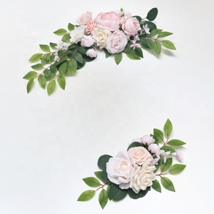 Bouquet de roses artificielles en soie blanc rose incarnadine, en promotion, pour décoration de mariage - Product Image 3