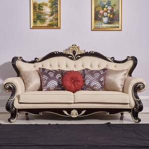 Clásico Chesterfield sofás de madera de talla de cuero antiguo Reyes sofá - Product Image 3