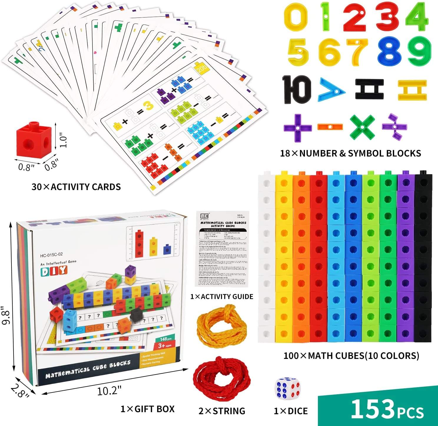 带30张活动卡的数字块数学立方体，儿童家庭学校用品生日派对礼物的STEM玩具学习数学游戏| Alibaba.com