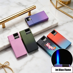 Briquet à gaz moderne en métal avec logo personnalisé, coupe-vent, rechargeable au butane, torche à jet pour cigares, cigarettes, fêtes, allume-feu de sécurité - Product Image 1