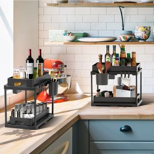Supports de rangement de cuisine, égouttoir à vaisselle à 2 niveaux, organisateur de placard sous évier - Product Image 5