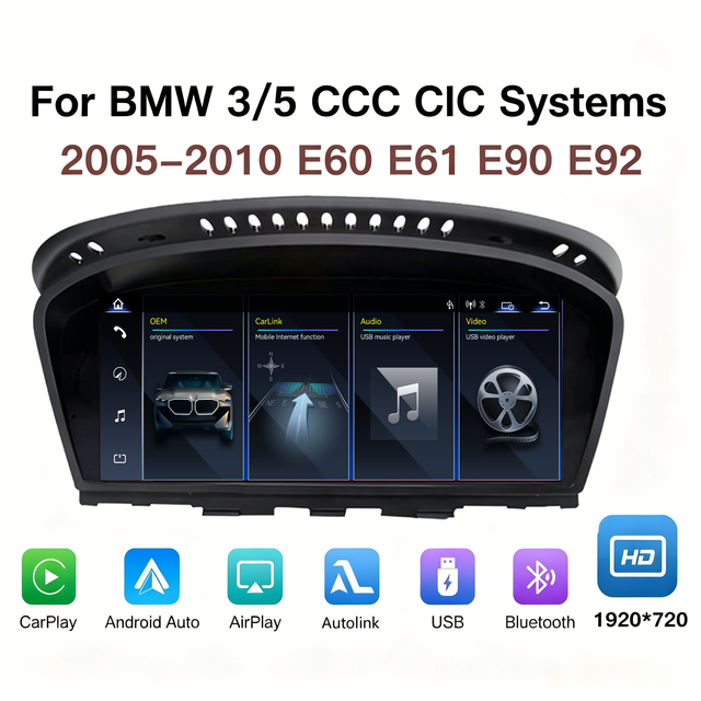 Car Multimedia Touch Screen Linux System for BMW E60 E61 E62 E63 E90 E91E92 E93 CCC CIC Android Auto System Wireless Carplay