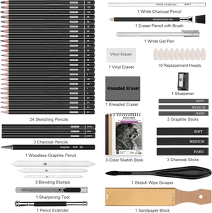 Kit de <span class=keywords><strong>dessin</strong></span> 58 pièces, ensemble de <span class=keywords><strong>crayons</strong></span> à <span class=keywords><strong>dessin</strong></span>, fournitures de croquis, <span class=keywords><strong>3</strong></span> carnets de croquis, <span class=keywords><strong>crayons</strong></span> à <span class=keywords><strong>dessin</strong></span> en graphite et fusain pour le mélange de couleurs - Product Image 4