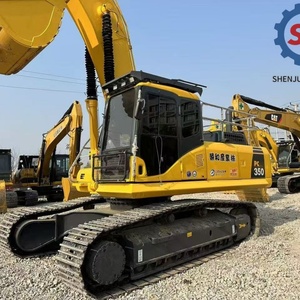 Excavatrice sur chenilles Komatsu jaune d'occasion, modèle PC350, prête à la location - Product Image 4
