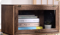 Boîte de rangement en bois massif avec couvercle transparent Boîte à chaussures multifonctionnelle Organisateur de boules Support cosmétique anti-poussière